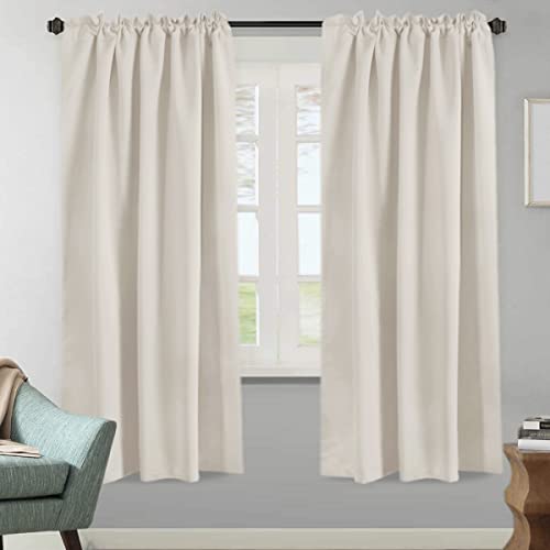 Image of H.VERSAILTEX Light Reducing Curtains Thermal Insulated Window Treatment Panels Room Darkening Privacy Assured Drapes for Living Room Back Tab /Rod Pocket Bedroom Drapes 2 Panels, Ivory - 52 x 72 Inch