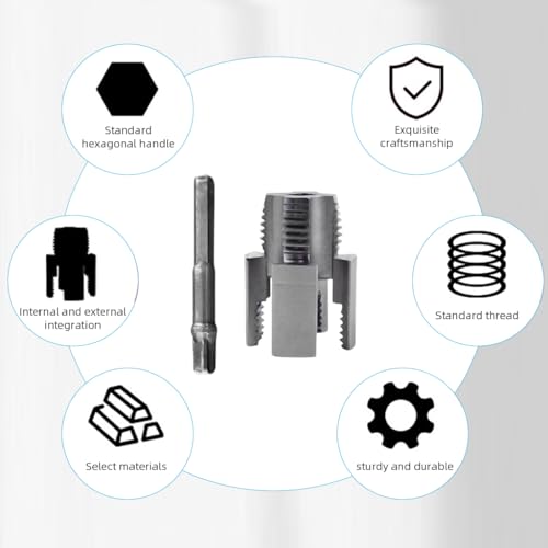 Image of Serplex 1 /2 inch Pipe Threader Tool for Electric Drill, 2-in-1 Integrated Internal & External Pipe Threading Die Head with Universal Hex Shank, Durable Metal Construction for 1 /4 inch Water Gas Air PVC Pipes