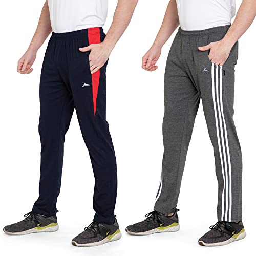 Image of Zeffit Solid Cotton Track Pants /Lower Sport Wear for Men & Boys | Stylish Regular Fit Track Pants for Gym /Running /Workout /Jogging /Sports (Pack of 2)