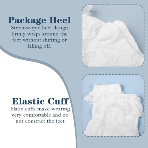 2 Pairs White Ruffle Socks for Women Turn-Cuff Lace Frilly Ankle Sock Comfortable Cotton Princess Socks3