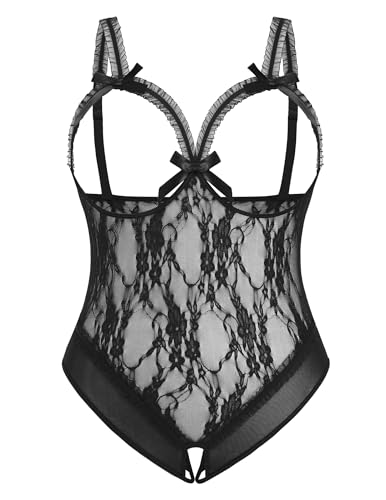 Avidlove Plus Size Lingerie Exotic Teddies Bodysuits One Piece Lace Babydoll Sleepwear Black XX-Large
