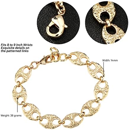 THE BLING KING Ornate Gypsy Marine Belcher Bracelet - Elegant Belcher Link Mariner Bracelet Jewellery with Heavy Real Gold Plating - Premium Bracelet for Ladies - Fits 8 to 9 Inch Wrists