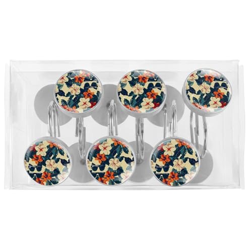 Ganchos de cortina de ducha anticaídas con anillos de cristal para baño 6