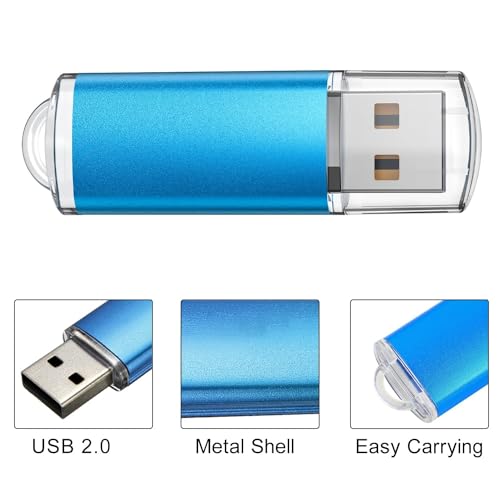TOPESEL USB Flash Drive 5 Pack 64GB USB 2.0 Flash Drive Memory Stick USB Drive Jump Drive USB Storage Flash Drives Pen Drive Thumb Drives (5 Mixed Colors: Black Blue Green Red Silver) - Image 3