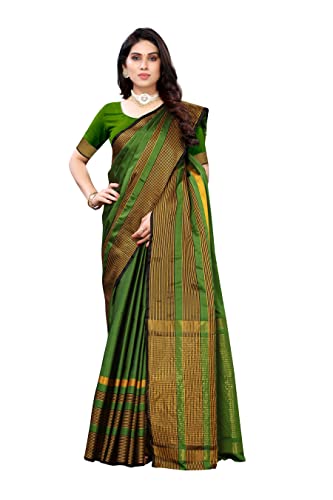 Image of VJ Fashion Women Cotton Silk Saree With Blouse Piece freesize