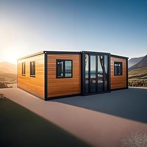 Expandable Prefab Modular Container House, 20ft Portable Foldable Tiny Home Bedrooms,Fully Equipped Kitchen & Bathroom,Prefabricated Steel Living Unit for Employee Housing,Rental Cabin Mobile Office