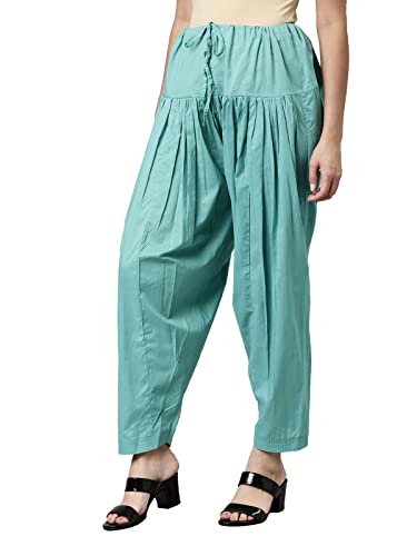 Image of GO COLORS Soft Cotton Salwar for Women | Relaxed Fit, Mid Rise, Ankle Length, Drawstrings