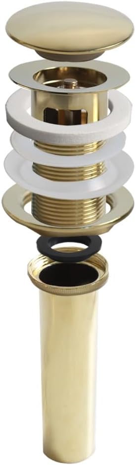 Bathroom Sink Drain with Overflow,Brass Zirconium Gold Finished Drain Stopper,Vessel Sink Pop-Up Drain,1 1/2'' Drain Opening Anti-Clogging Drain Strainer,Attached with Installation Tool,XJ419C009