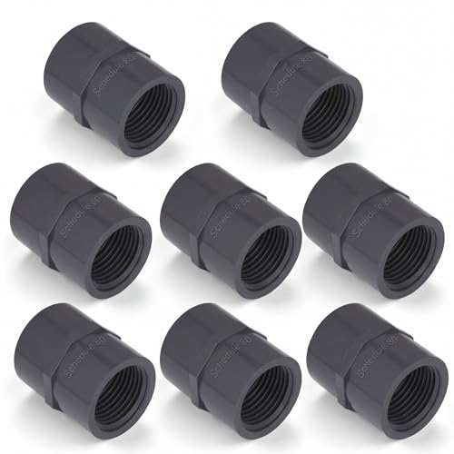 Image of 8 Pcs 1 Inch PVC Pipe Fitting Female Adapter Schedule 80 Socket x Npt Compatible with 835 Series Heavy Duty Industrial Grade Corrosion Resistant Plumbing Irrigation Connector for Water