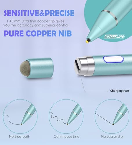 Image of Active Stylus Pen for Touch Screens, Dual Pen Tips for Drawing &Writing,High Precise Universal Digital Pencil for i-Pad Air /Pro /Mini, A-pple i-Phone 17 /16 /15 /14 /13,Tablet /Phone /Sam-sung /K-indle - Blue