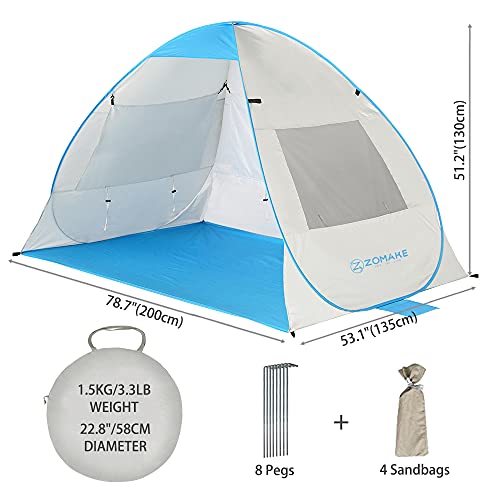 image for Pop Up Beach Tent Sun Shelter, Portable Sun Shade Instant Tents - 2 & 