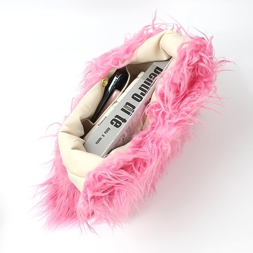 Image of Aisi Women Faux Fur Tote Bag Fluffy Plush Shoulder Bags Soft Casual Hobo Bag Big Capacity Shopping Bag