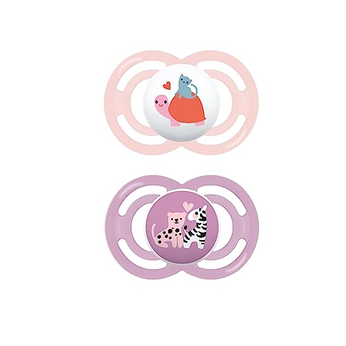 Image of MAM Perfect Pacifiers, Orthodontic Pacifiers (1 Sterilizing Pacifier Case) MAM Pacifiers 6-Plus Months, Best Pacifier for Breastfed Babies, Designs May Vary, 6-16 (Pack of 2)