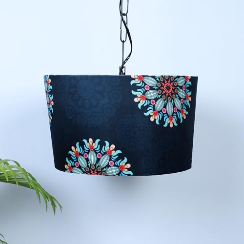 Image of Tu Casa French Floral Print Fabric Glow Pendent Light Hanging Lamp For Bedroom, Living Room, Lounge, Office, Gifting Area Without Bulb For Home Decoration (Height - 20 inch)