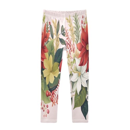 Bolaz Toddler Girls Leggings Printed Yoga Pants Leggings White Red Yellow Flower for Kids
