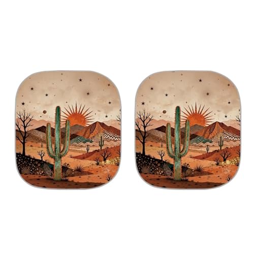 Image of Arizona Cactus Windshield Sun Shade Foldable 2-Piece Car Windshield Sunshades Universal Fit Most Cars Women Men Blocks UV Rays Car Interior Accessories for Sun Heat