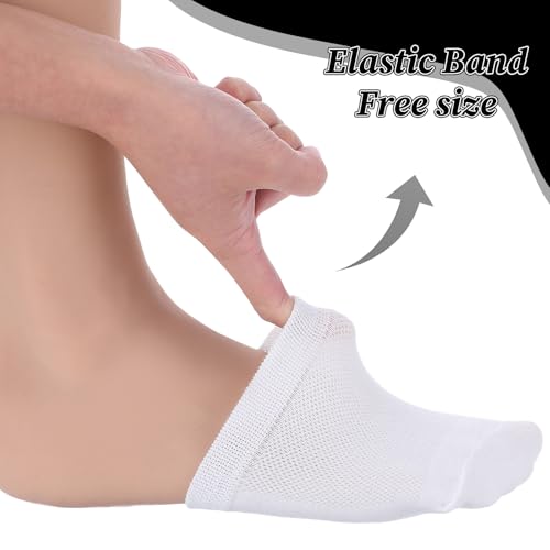 5 Pairs Women's Toe Socks for Mules Toe Toppers Cover No Show Liner Half Socks Invisible Footies Sock Seamless Grip Non Slip Invisibility Toes Cover Cotton Half Seamless Toes Sock Mules Low Cut4