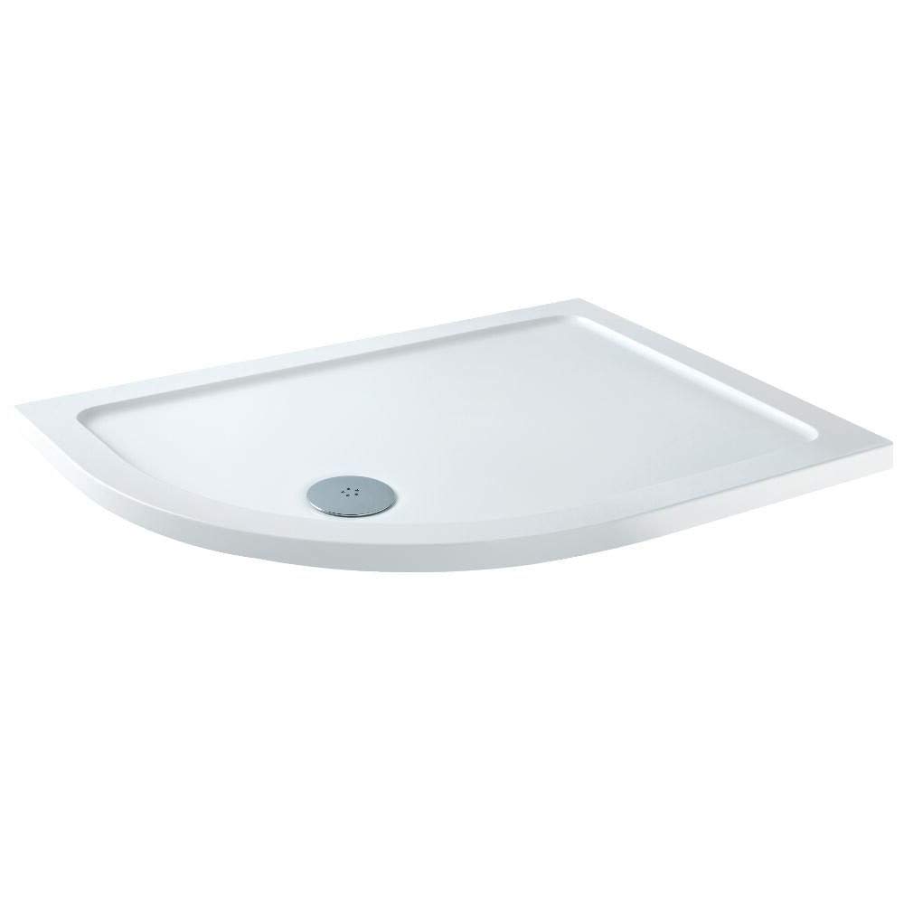Milano Lithic White Low Profile Left Hand Offset Quadrant Shower Tray - 1200mm x 800mm