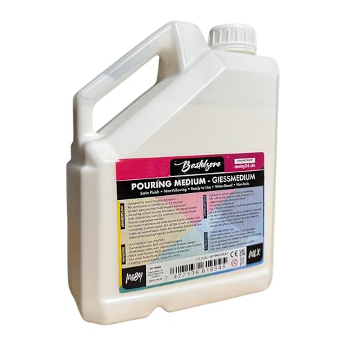Bastelzone Pouring Medium – Acryl Gießmedium für Fluid Art, Pouring Techniken & Fließtechnik – erhöht den Farbfluss, transparent, seidenmatt, nicht vergilbend, flexibel (2 Liters)