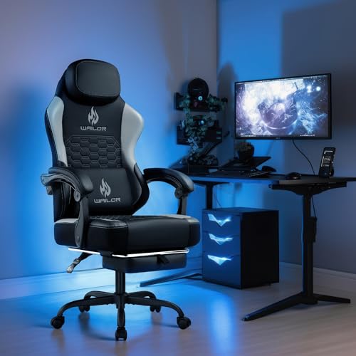 Gaming Chair with Massage and Packet Spring Cushion,Ergonomic Gamer Chairs for Adults with Footrest 300lbs,High Back Gamer Leather Chair with Headrest and Lumbar Support - Image 3