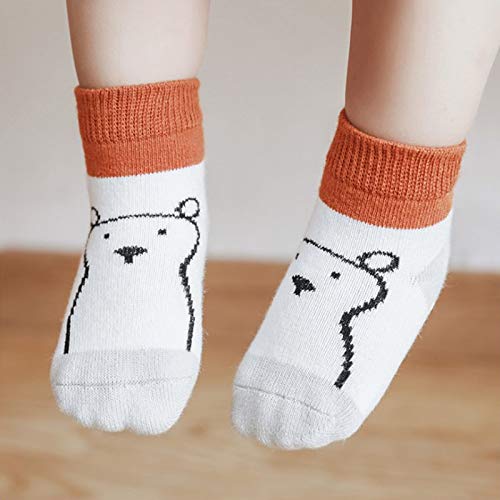 3Pairs / Set Calzini per Neonati Cotone Baby Girl Calze Antiscivolo Cartone Animato Calzini Casual per Ragazzi Infantile per Neonate yc0209 (Color : Bear, Kid Size : 9M)
