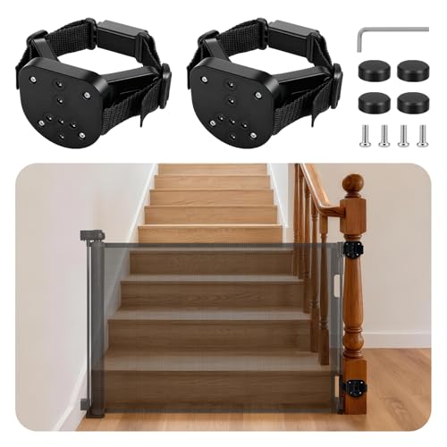 Retractable Baby Gate, Extra Wide Safety Kids or Pets Gate, 33” Tall, Extends to 55” Wide, Mesh Safety Dog Gate for Stairs, Indoor, Outdoor, Doorways, Hallways(33”x55”- Black)