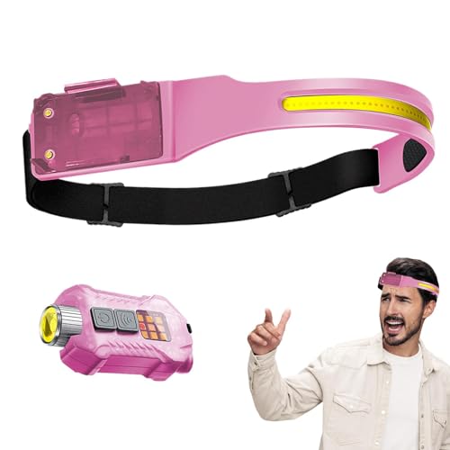 Lampada frontale a LED, fascio largo 230 gradi, con sensore di movimento, faro rigido con torcia laterale, da esterno per escursionismo, corsa,