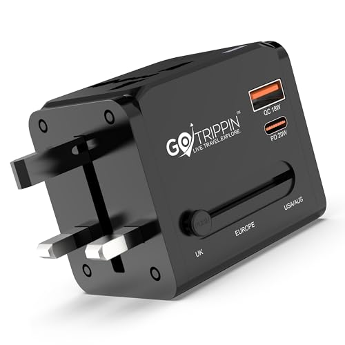Gotrippin Universal Charger Adapter with Type C- 20w Type C + 18W USB A - International Worldwide...