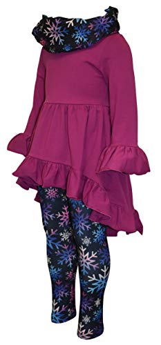 Image of Unique Baby Girls Kids Toddler 3pc Outfit Set Long Sleeve Cotton Blend Tunic Top Leggings and Scarf