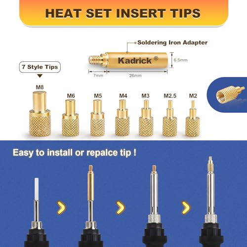 Image of Kadrick Vertical Heat-Set Insert Press Machine with 80W Digital Temperature-Controlled Soldering Iron (with Power Switch) Supports M2-M8 Inserts,Precision Heat-Set Tool for 3D Printed Plastics