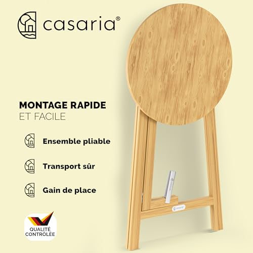 Table Haute Ronde Pliable Bois 78 cm, 80 kg Casaria