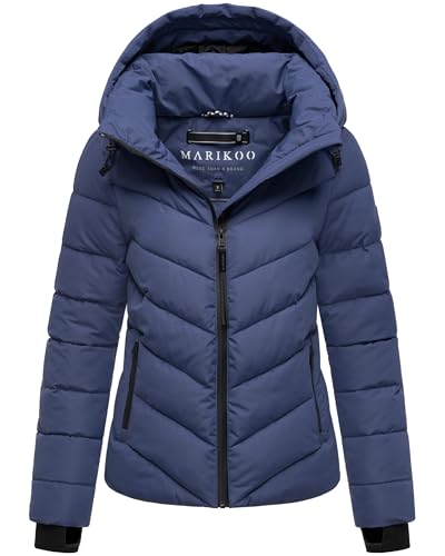 MARIKOO Damen Winterjacke warme Steppjacke mit abnehmbarer Kapuze Samuiaa XVI Blue Violet Gr. XXL