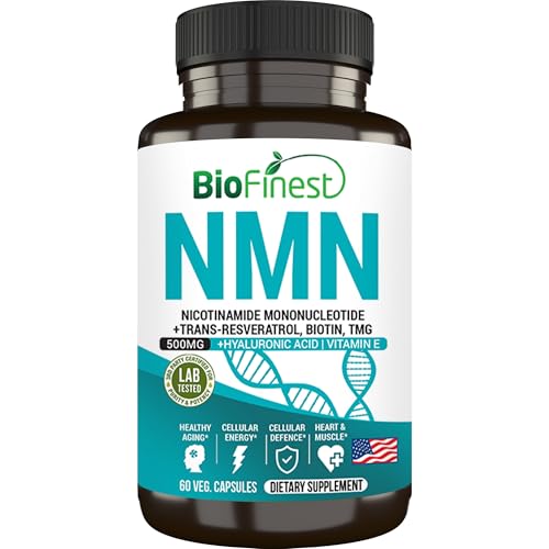 BioFinest NMN Booster Supplement with NAD+ Nicotinamide Resveratrol TMG Capsule 60 Count Antioxidant Support