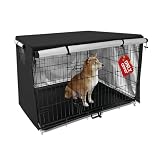 Gemsaya Hundekäfig Abdeckung für Drahtkäfige 125 x 79 x 84 cm, Langlebig und Winddicht, Schwarz Oxford Strapazierfähig Hundebox Abdeckung für innen und außenbereich (Nur Abdeckung)