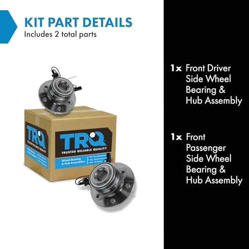 Image of TRQ Front Driver and Passenger Side Wheel Bearing and Hub Assembly Set 2 Piece Compatible with 2006-2010 Hummer H3 2009-2010 H3T