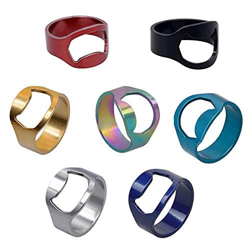 Stainless Steel Beer Ring Biker Finger Bottle Opener Ring for Men Women Creative Beer Bar Tool Jewelry-7pcs