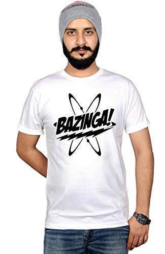 Image of Workshop Men & Womens Cotton Round Neck T-Shirt, Bazinga, Big Bang Theory Funny Quotes Tees White (Bazinga 01 White L 03 White L)