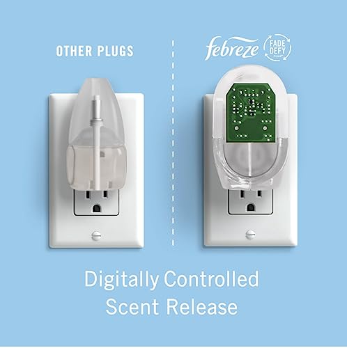 Image of Febreze Plug in Air Fresheners, Mediterranean Lavender, + April Downy, Odor Eliminator for Strong Odors 5 Oil Refills