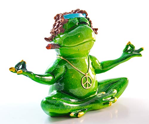Schneemann-Versand Deko Frosch mit Locken Yoga Peace-Zeichen Joint 18cm breit Cover