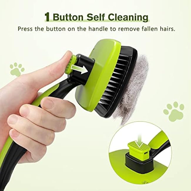 Pecute Self-Cleaning Slicker Brush for Dogs, Cats, Lightweight Dog Brush for Shedding Massaging Grooming, Cat Brush Gently Removes Loose Fur Undercoat for Small Dogs Cats Rabbits of All Hair Types-D0li3aZm