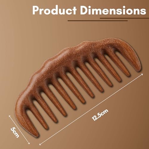 Image of Beaute Secrets Wide Tooth Wooden Comb for Hair Detangling | Wooden scalp massager for hair growth | Wood Head scalp massage comb tool | Anti-Frizz, Scalp Massage & Oiling | Gua Sha Hair Massager Natural Wood Comb for Men & Women | Curly, Long, Thick Hair Comb | Eco-Friendly Hair Care Tool, Brown