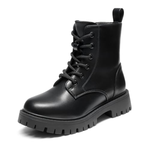 DREAM PAIRS Girls Lace Up Combat Ankle Boots