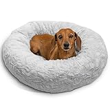 Best Friends by Sheri The Original Calming Donut Dog Bed for Small Dogs up to 25 lbs, Lux Faux Fur, Gray, 23' x 23'