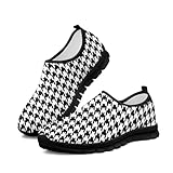 Howilath Black White Houndstooth Mens Loafers Casual Slip on Running Sneakers, Hands Free Shoes for Men No Laces Casual Loafers with EVA Sole