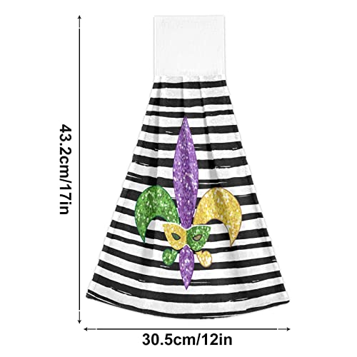 Kcldeci Mardi Gras Fleur De Lis Hanging Hand Towels With Hanging Loop Bathroom Hand Towels Soft Thick Dish Cloth Hand Dry Towels Hand Towels For Kitchen Bathroom Hanging #TOP2