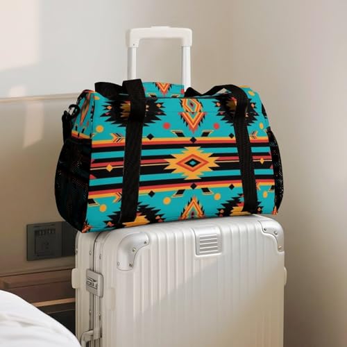 Portable Lightweight Travel Tote Handbags, Casual Fashion Southwest Native Indian American Aztec Print Outdoor Sports Bags for Women and Men Fitness, Daily Use4