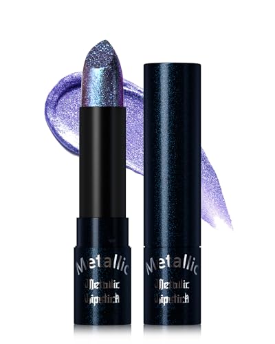 Rossetto glitter scuro blu, lucidalabbra metallico scintillante, waterproof, a lunga durata, con effetto diamante, non appiccicoso, altamente pigmentato, lucidalabbra olografico, make-up per party e