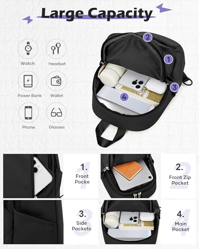 Image of Small Black Sling Crossbody Backpack Shoulder Bag for Men Women