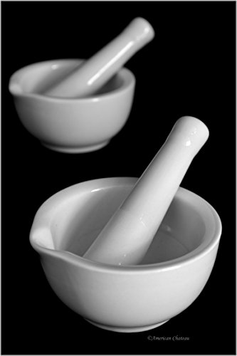 2 White Porcelain Kitchen Mini Saffron Mortar and Pestle Sets