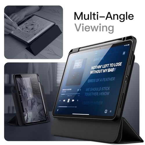 Image of JETech Magnetic Detachable Cover Case for iPad Air 11-Inch M4 /M3 /M2 (2026 /2025 /2024), iPad Air 5th /4th with Pencil Holder, Removable Rotating Cover, Portrait /Landscape Stand (Black)